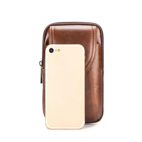 Męska Torba Z Prawdziwej Skóry W Stylu Vintage Minimalistyczna Moda 6 Cali Torba Na Telefon Torba Na Talię Torba Crossbody