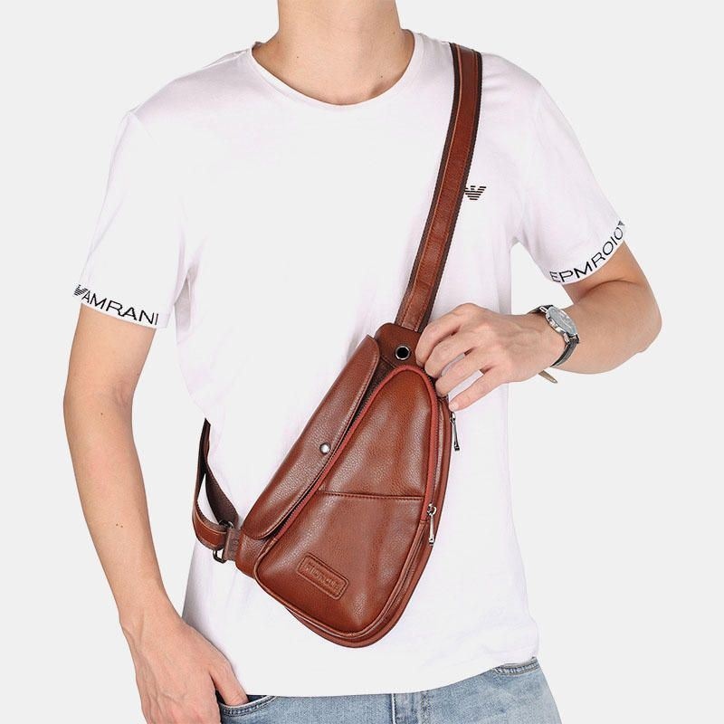 Męska Torba Z Prawdziwej Skóry W Stylu Vintage Unikalna Torba Na Klatkę Piersiową Crossbody