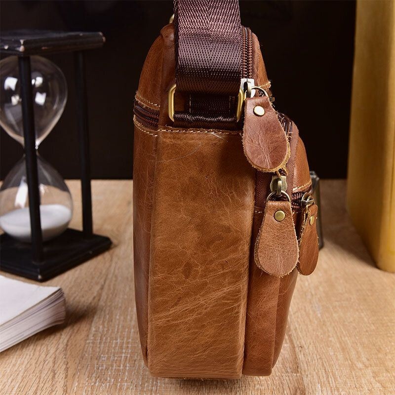 Męska Torba Z Prawdziwej Skóry Z Wieloma Kieszeniami W Stylu Vintage 6.3 Cala Torba Na Telefon Torby Crossbody Torba Na Ramię Torebka