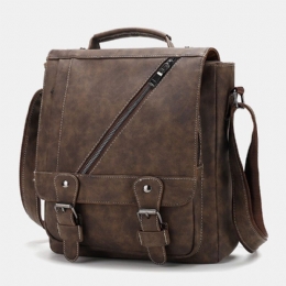 Męska Torebka Ze Sztucznej Skóry W Stylu Retro O Dużej Pojemności Multi-carry Crossbody Bag