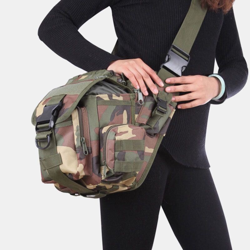 Męska Unisex Oxford Cloth Tactical Camouflage Outdoor Game Riding Multi-carry Torebka Podsiodłowa Crossbody Torba Saszetka Nerka Plecak