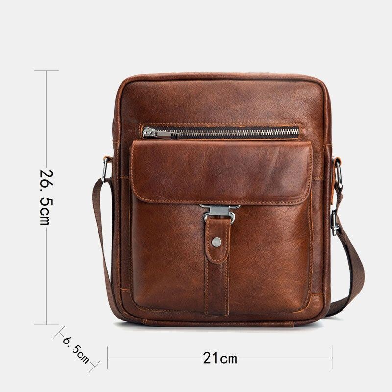 Męska Wielofunkcyjna Skórzana Antykradzieżowa Odporna Na Zużycie Torba Na Ramię W Stylu Vintage Business Crossbody