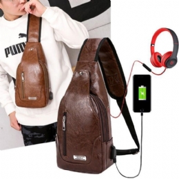 Męska Wielofunkcyjna Torba Usb Crossbody Torba Na Klatkę Piersiową Torba Na Ramię Business Outdoor