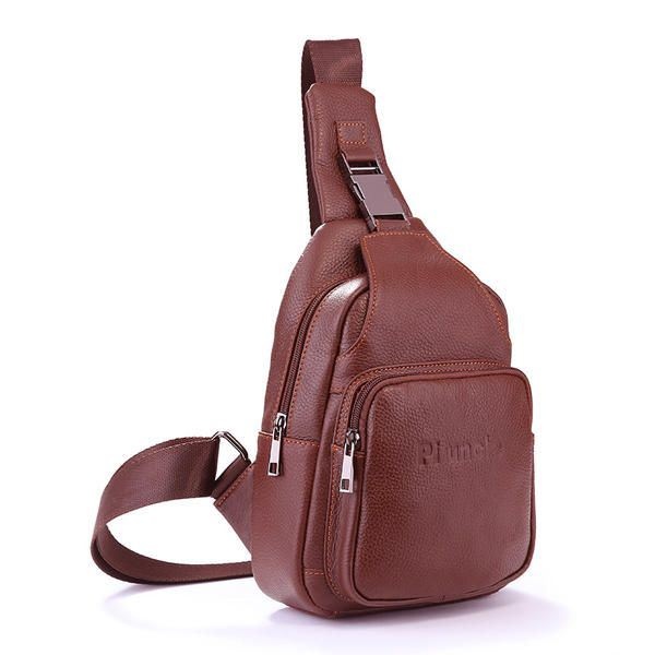 Retro Men Casual Outdoor Sport Skórzana Torba Na Klatkę Piersiową Crossbody Bag