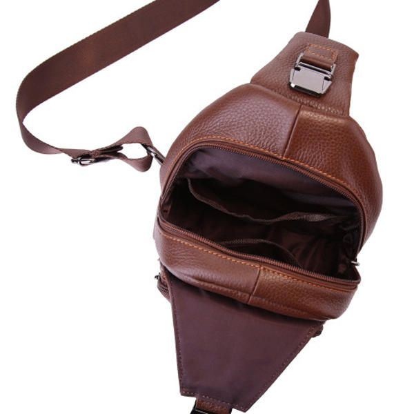 Retro Men Casual Outdoor Sport Skórzana Torba Na Klatkę Piersiową Crossbody Bag