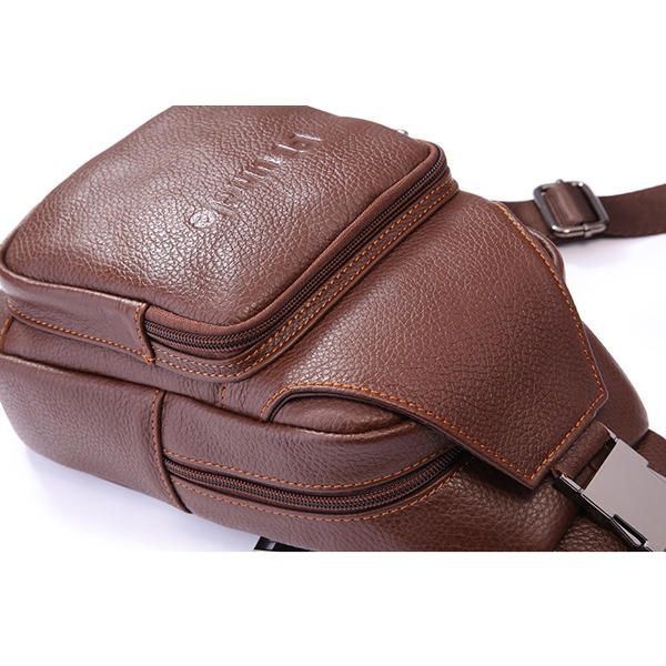 Retro Men Casual Outdoor Sport Skórzana Torba Na Klatkę Piersiową Crossbody Bag