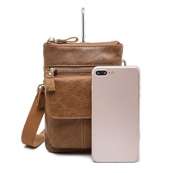 Saszetka Na Talię Z Prawdziwej Skóry Pierwsza Warstwa Skórzana Wypoczynek Torba Na Telefon W Stylu Retro Torba Crossbody Dla Mężczyzn