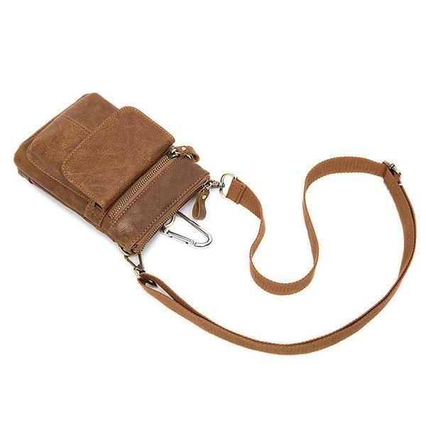 Saszetka Na Talię Z Prawdziwej Skóry Pierwsza Warstwa Skórzana Wypoczynek Torba Na Telefon W Stylu Retro Torba Crossbody Dla Mężczyzn