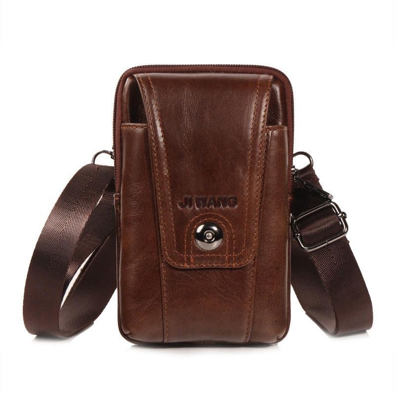 Skóra Bydlęca Wielofunkcyjna Torebka Na Telefon Vintage Crossbody Bag Oil Wax Waist Bag Dla Mężczyzn