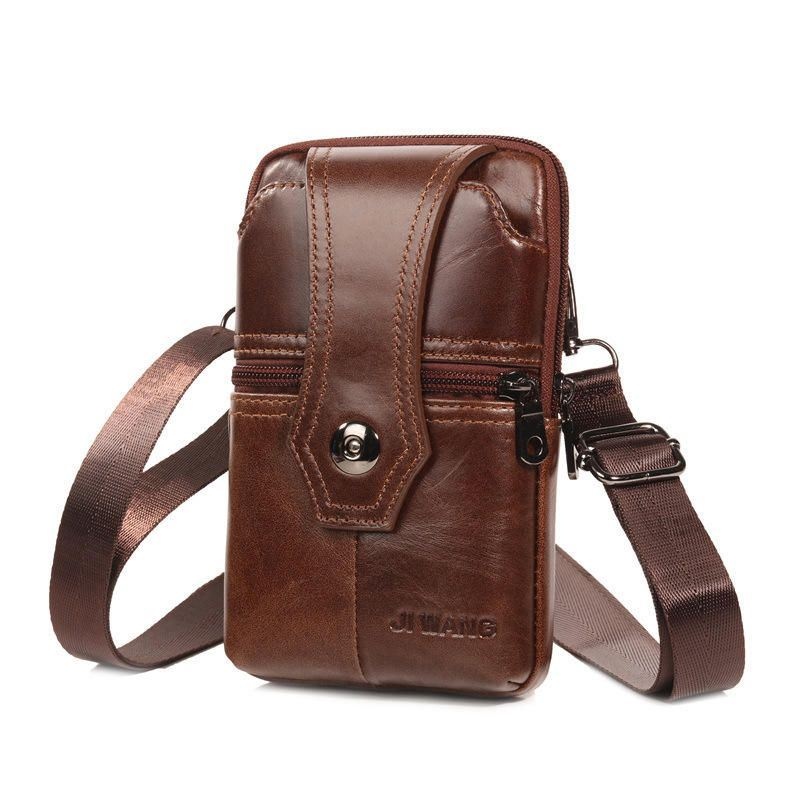 Skóra Bydlęca Wielofunkcyjna Torebka Na Telefon Vintage Crossbody Bag Oil Wax Waist Bag Dla Mężczyzn