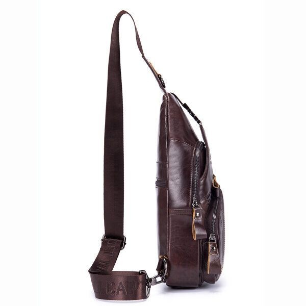 Skórzana Torba Retro Na Klatkę Piersiową Outdoor Leisure Daypack Crossbody Bag Dla Mężczyzn