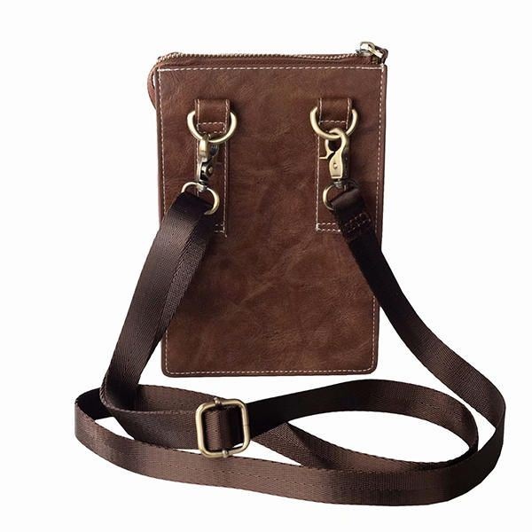 Vintage Casual Podwójny Zamek Błyskawiczny 6-calowa Torba Na Telefon Torba Crossbody Torba Na Talię Dla Mężczyzn