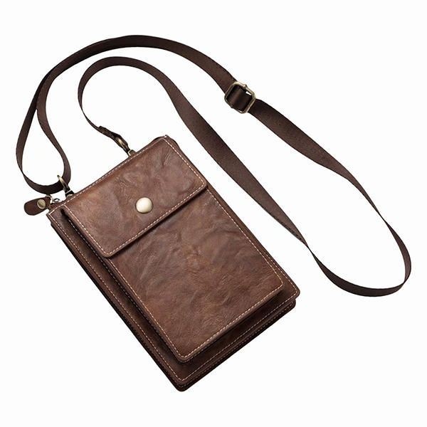 Vintage Casual Podwójny Zamek Błyskawiczny 6-calowa Torba Na Telefon Torba Crossbody Torba Na Talię Dla Mężczyzn