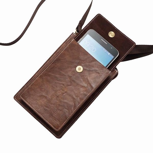 Vintage Casual Podwójny Zamek Błyskawiczny 6-calowa Torba Na Telefon Torba Crossbody Torba Na Talię Dla Mężczyzn