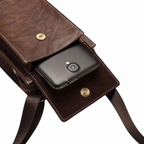 Vintage Casual Podwójny Zamek Błyskawiczny 6-calowa Torba Na Telefon Torba Crossbody Torba Na Talię Dla Mężczyzn