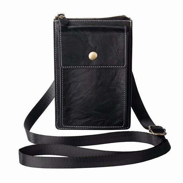 Vintage Casual Podwójny Zamek Błyskawiczny 6-calowa Torba Na Telefon Torba Crossbody Torba Na Talię Dla Mężczyzn