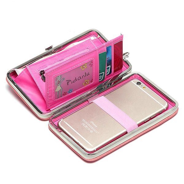 Kobiety Candy Color Bowkot 5.5 Cal Portfele Na Telefon Etui Hasp Long Purse Clutches