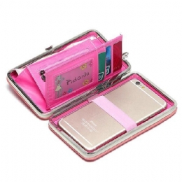 Kobiety Candy Color Bowkot 5.5 Cal Portfele Na Telefon Etui Hasp Long Purse Clutches