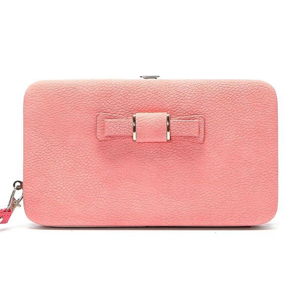 Kobiety Candy Color Bowkot 5.5 Cal Portfele Na Telefon Etui Hasp Long Purse Clutches