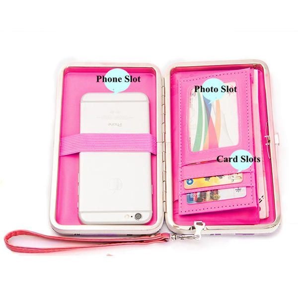 Kobiety Candy Color Bowkot 5.5 Cal Portfele Na Telefon Etui Hasp Long Purse Clutches