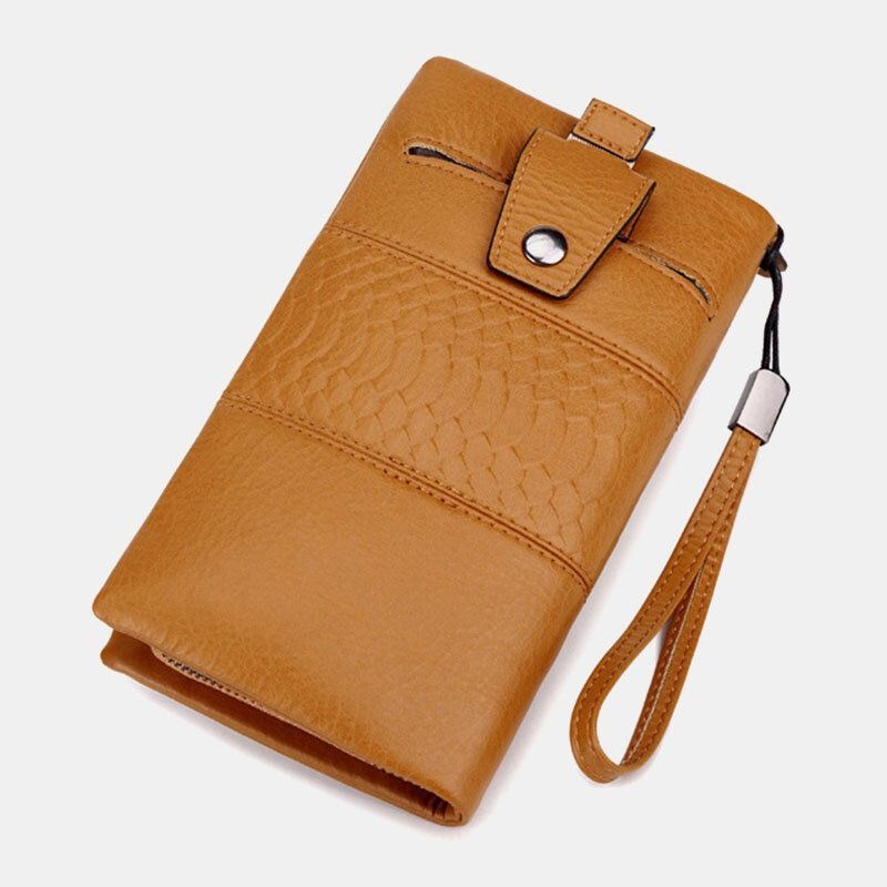 Kobiety Faux Leather Retro Duża Pojemność 6.3 Cala Torba Na Telefon Wielo-slotowy Uchwyt Na Karty Portfel Ze Sprzęgłem