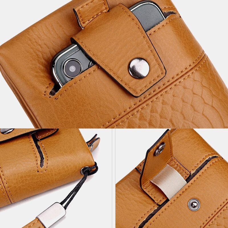 Kobiety Faux Leather Retro Duża Pojemność 6.3 Cala Torba Na Telefon Wielo-slotowy Uchwyt Na Karty Portfel Ze Sprzęgłem