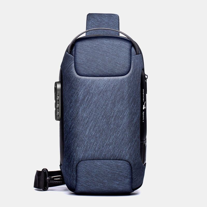 Men Oxford Password Usb Charging Anti-theft Wielowarstwowa Wodoodporna Torba Crossbody Torba Na Klatkę Piersiową Sling Bag