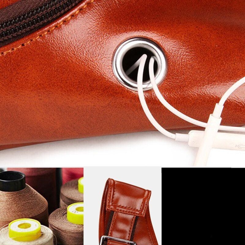 Mężczyźni Faux Leather Oil Leather Business Casual Travel Wodoodporna Torba Na Ramię Torba Na Klatkę Piersiową