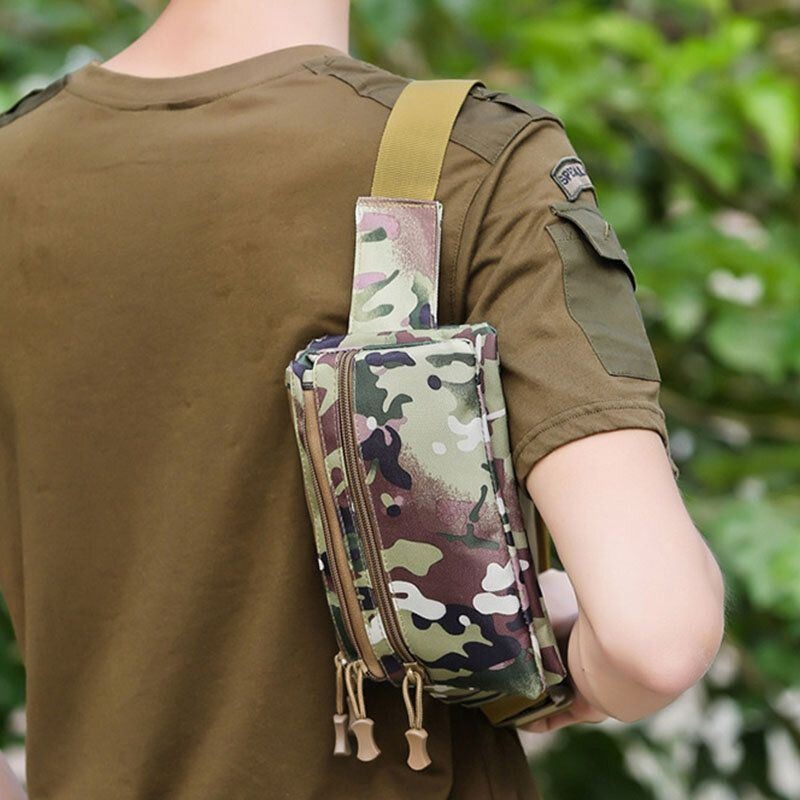 Mężczyźni Nylon Kamuflaż Multi-carry Multi-pocket Sport Outdoor Tactical Torba Na Ramię Torba Na Klatkę Piersiową