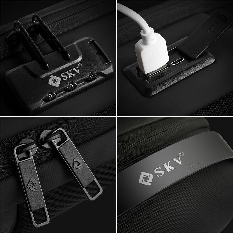 Mężczyźni Oxford Anti-theft Code Lock Design Wodoodporna Torba Na Klatkę Piersiową O Dużej Pojemności Usb Do Ładowania Wielofunkcyjna Torba Crossbody Torba Na Ramię