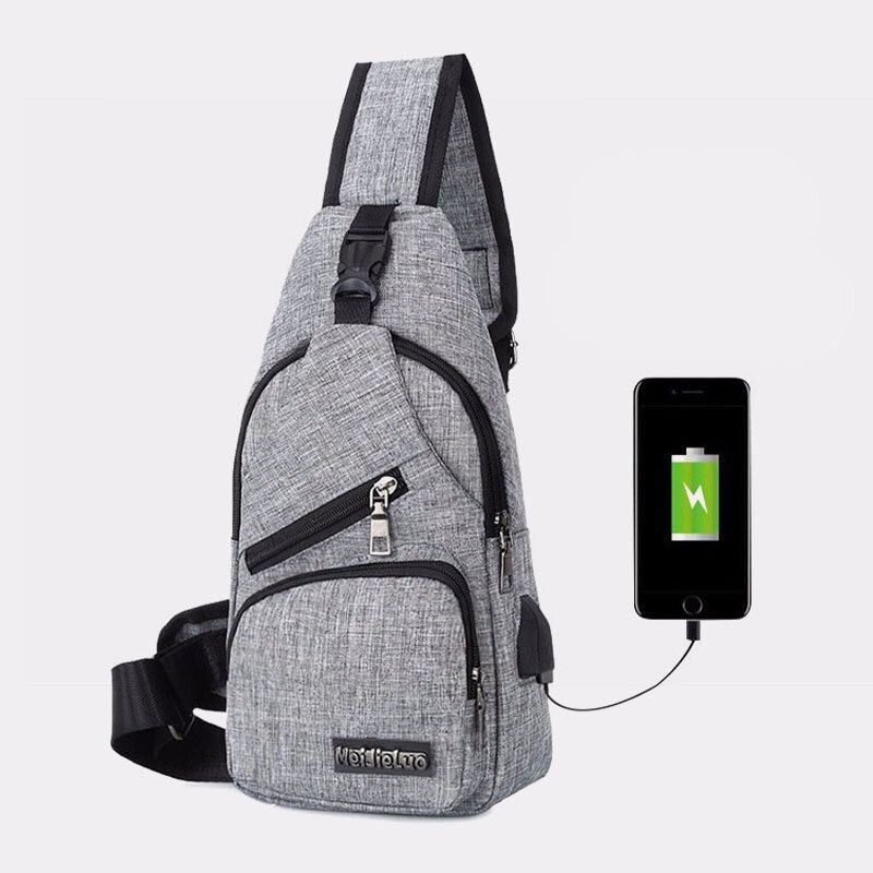 Mężczyźni Oxford Cloth Usb Charging Multi-pocket Wodoodporna Torba Na Klatkę Piersiową O Dużej Pojemności Torba Na Ramię