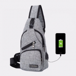 Mężczyźni Oxford Cloth Usb Charging Multi-pocket Wodoodporna Torba Na Klatkę Piersiową O Dużej Pojemności Torba Na Ramię