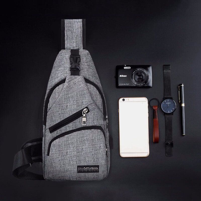 Mężczyźni Oxford Cloth Usb Charging Multi-pocket Wodoodporna Torba Na Klatkę Piersiową O Dużej Pojemności Torba Na Ramię