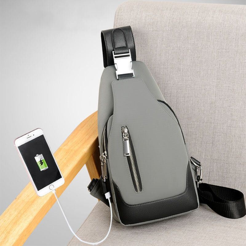 Mężczyźni Oxford Usb Charging Waterproof Casual Outdoor Crossbody Bag Torba Na Klatkę Piersiową Sling Bag