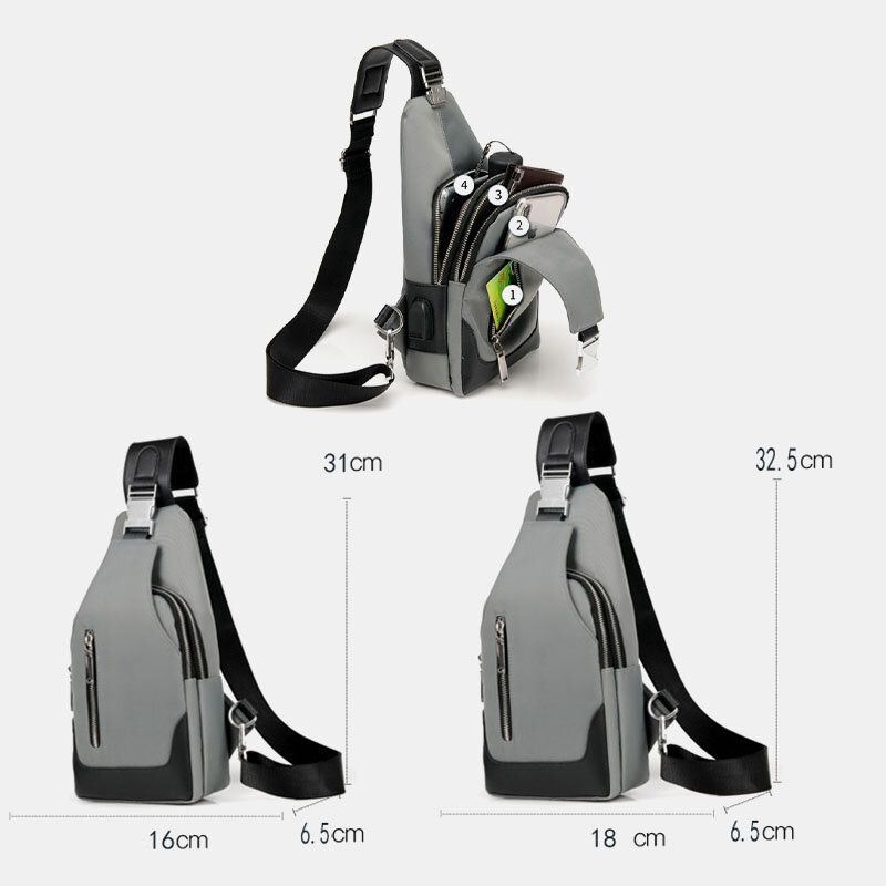 Mężczyźni Oxford Usb Charging Waterproof Casual Outdoor Crossbody Bag Torba Na Klatkę Piersiową Sling Bag