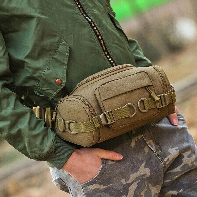 Mężczyźni Płótno Kamuflaż Outdoor Tactical Sport Riding Waist Bag Torba Na Ramię Torba Na Klatkę Piersiową