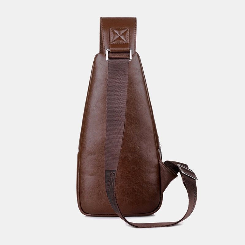 Mężczyźni Pu Leather Business Casual Outdoor Wodoodporna Torba Na Ramię Crossbody Torba Na Klatkę Piersiową Z Ładowaniem Usb