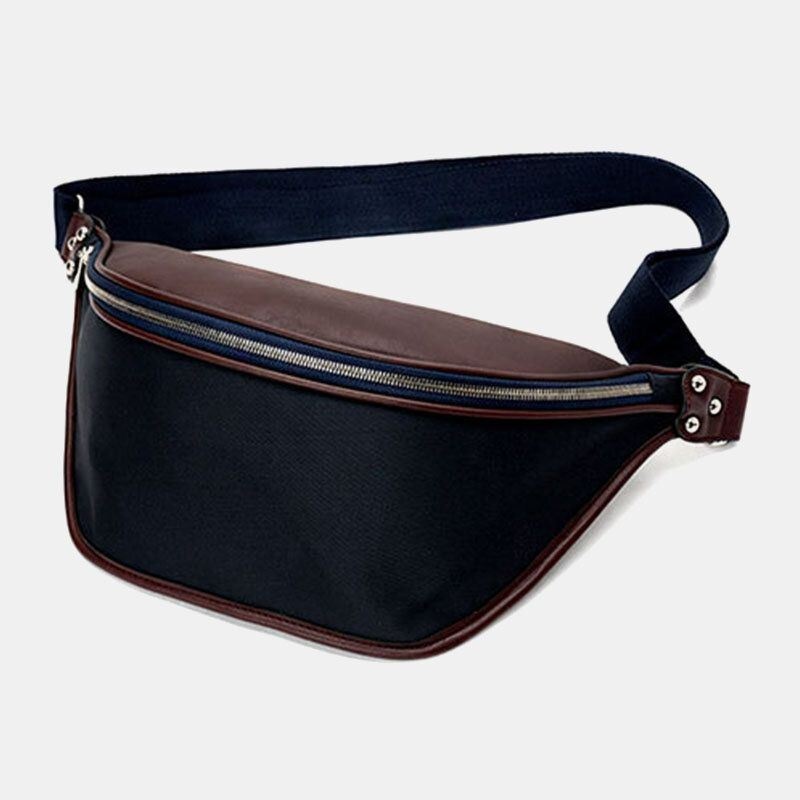 Mężczyźni Pu Leather Dwukolorowe Łączenie Sport Vintage Wodoodporna Patchworkowa Torba Crossbody Torba Na Klatkę Piersiową Torba Na Ramię