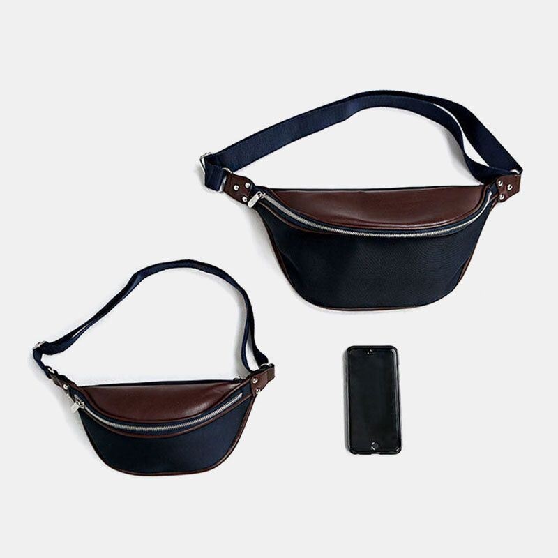 Mężczyźni Pu Leather Dwukolorowe Łączenie Sport Vintage Wodoodporna Patchworkowa Torba Crossbody Torba Na Klatkę Piersiową Torba Na Ramię