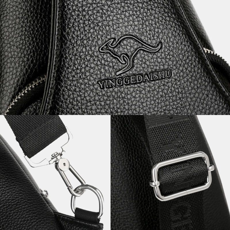 Mężczyźni Pu Leather Usb Ładowanie Wodoodporny Otwór Na Słuchawki Biznes Torba Crossbody Torba Na Klatkę Piersiową Torba Na Ramię