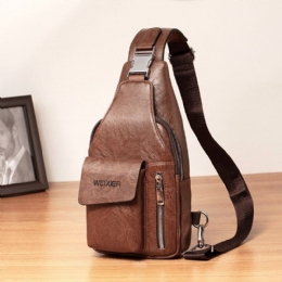 Mężczyźni Pu Leather Wielofunkcyjna Duża Pojemność Wodoodporna 6.5-calowa Torba Na Telefon Torba Na Klatkę Piersiową Torby Crossbody