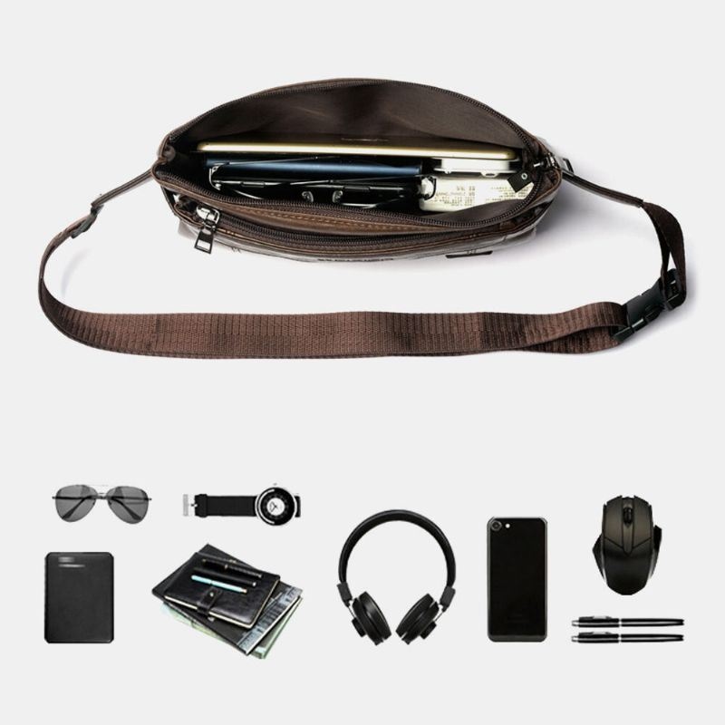 Mężczyźni Pu Skóra Wodoodporna Torba Na Klatkę Piersiową O Dużej Pojemności Outdoor Outing 6.5 Cala Torba Na Telefon Torby Crossbody Torba Na Ramię