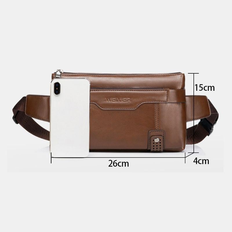 Mężczyźni Pu Skóra Wodoodporna Torba Na Klatkę Piersiową O Dużej Pojemności Outdoor Outing 6.5 Cala Torba Na Telefon Torby Crossbody Torba Na Ramię