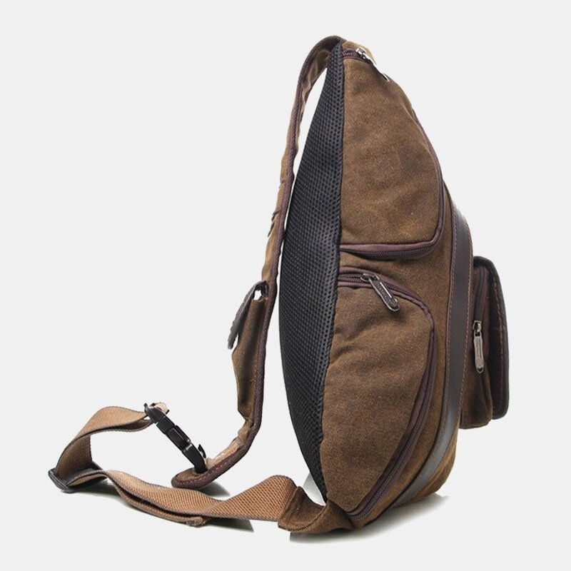 Mężczyźni Retro Myte Płótno Z Wieloma Kieszeniami Wodoodporna Torba Na Klatkę Piersiową Outdoor Sport O Dużej Pojemności Odporna Na Zużycie Torba Crossbody Torba Na Ramię