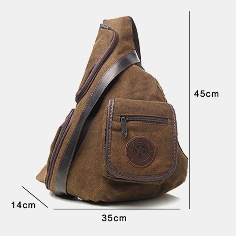 Mężczyźni Retro Myte Płótno Z Wieloma Kieszeniami Wodoodporna Torba Na Klatkę Piersiową Outdoor Sport O Dużej Pojemności Odporna Na Zużycie Torba Crossbody Torba Na Ramię