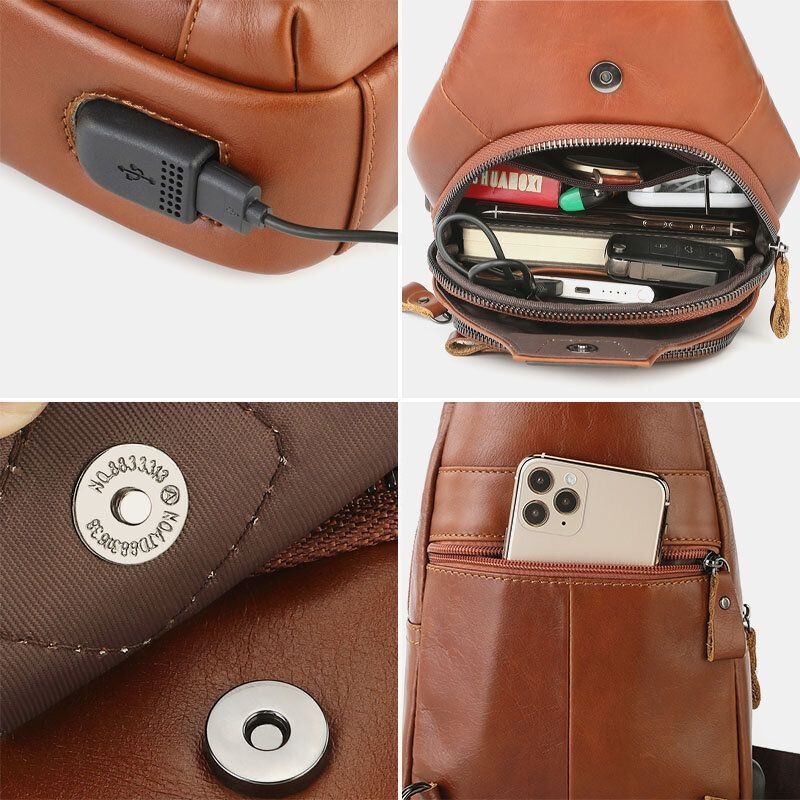 Mężczyźni Retro Skórzana Wielofunkcyjna Wielofunkcyjna Torba Klamrowa Klamra Klatki Piersiowej Nosić Torba Crossbody