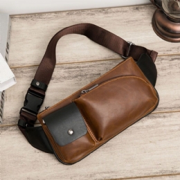 Męska Faux Leather Retro Business Casual Multi-carry Torba Biodrowa Torba Na Klatkę Piersiową Torba Na Ramię