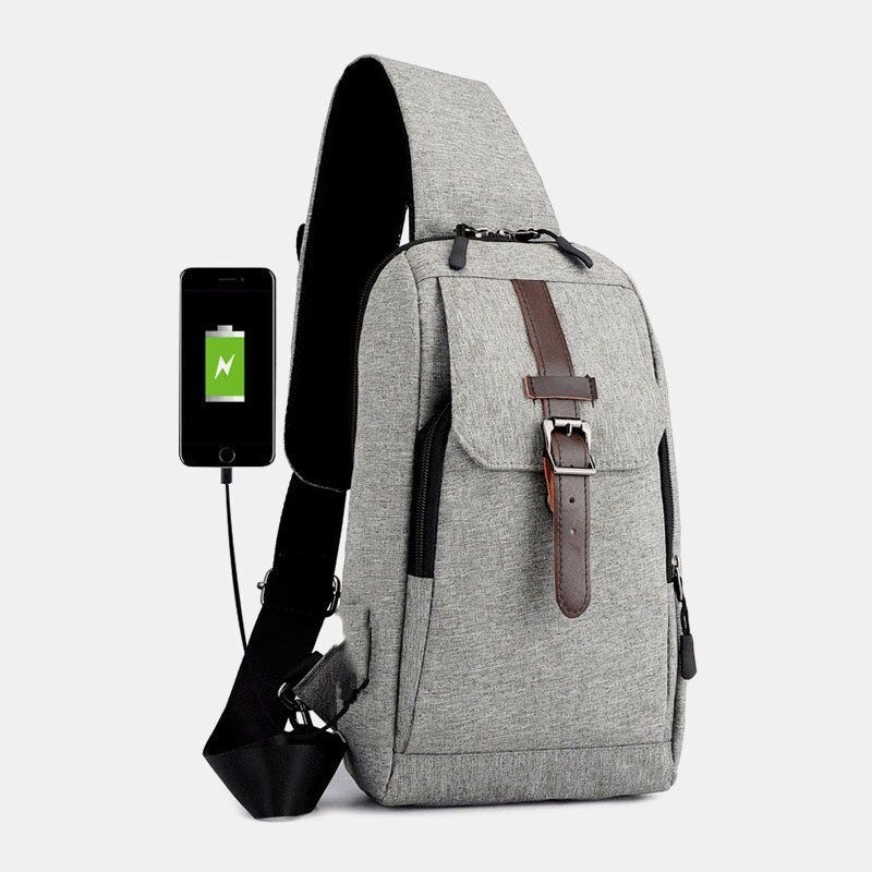 Męska Oxford Casual Odporna Na Zużycie Wielofunkcyjna Torba Na Klatkę Piersiową Z Ładowaniem Usb Crossbody Bag