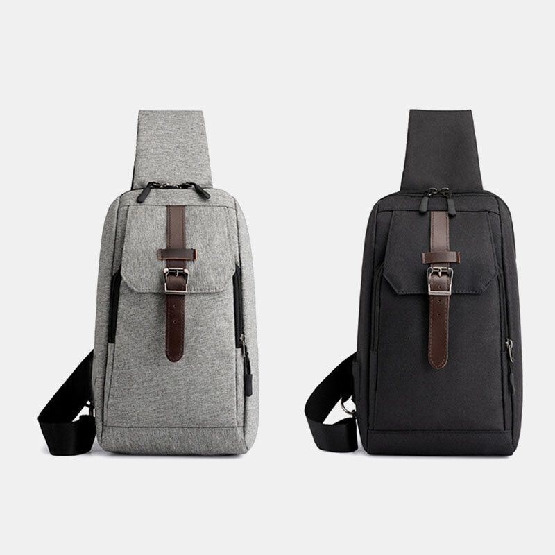 Męska Oxford Casual Odporna Na Zużycie Wielofunkcyjna Torba Na Klatkę Piersiową Z Ładowaniem Usb Crossbody Bag