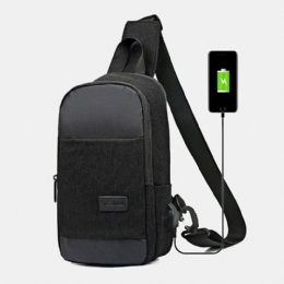 Męska Oxford Wodoodporna Torba Na Klatkę Piersiową Usb O Dużej Pojemności Messenger Crossbody Bag